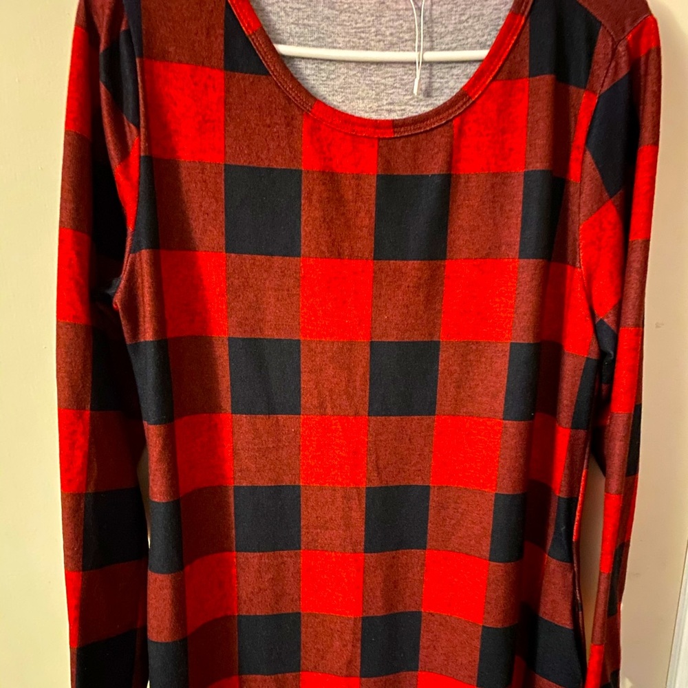 Flannel long sleeve knee-length dress